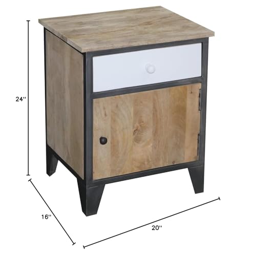 Progressive Furniture Outbound Wood Nightstand in Natural Tan/Iron Silver